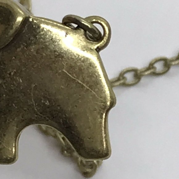 The Delta Box brass tone trunk up Elephant chain necklace 16” - Picture 5 of 12